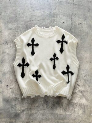 Distressed Knit Sweater Vest