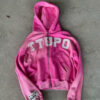 Acid Wash Embroidered Printed Hoodie
